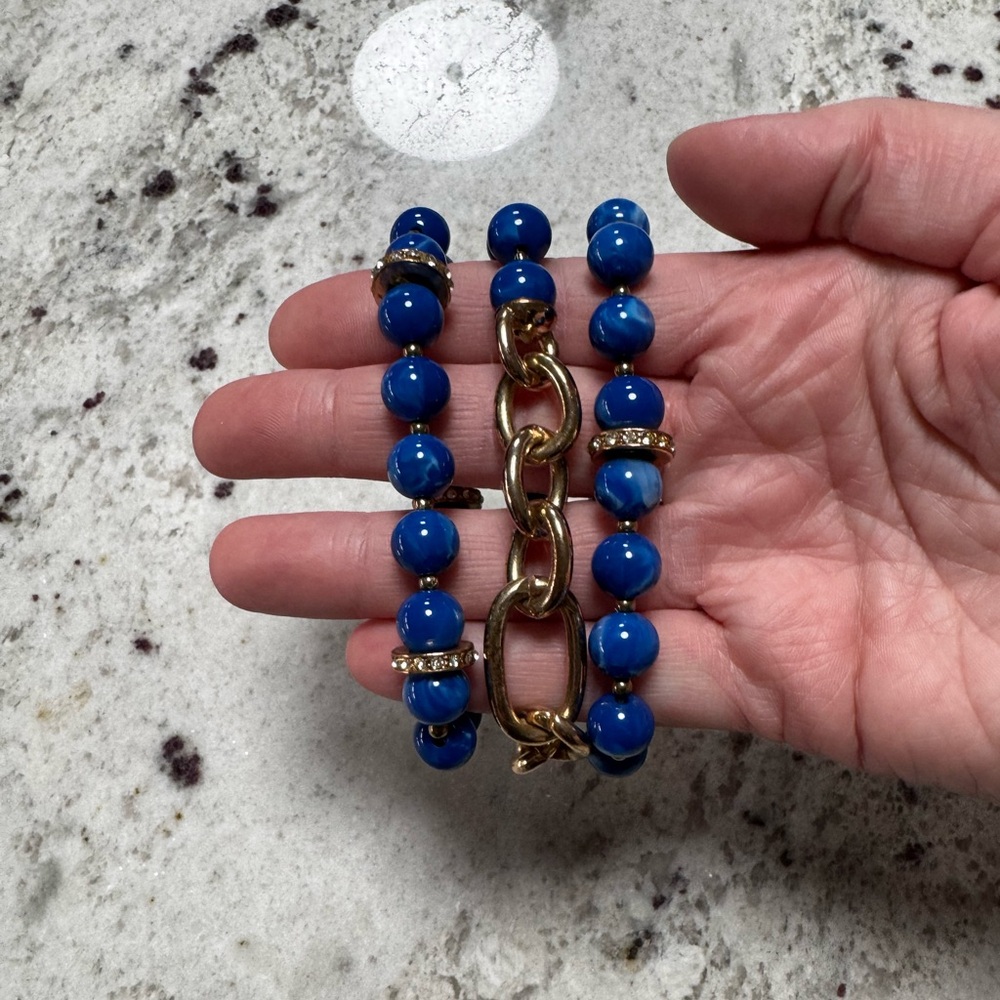Blue Beaded Bracelet Trio - Picture 4 of 4